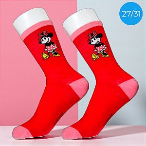 Meia Infantil Cano Médio - Minnie Mouse - Vermelho - 27/31 - 1 unidade - Disney Original - Rizzo