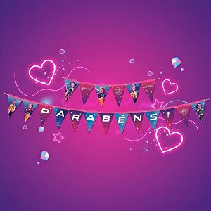Faixa Decorativa "Parabéns" - Guerreiras do K-pop - 2,7m - 1 unidade - Festcolor - Rizzo