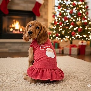 Roupa Para Pet - Vestido Vermelho com Papai Noel - 1 unidade - Rizzo