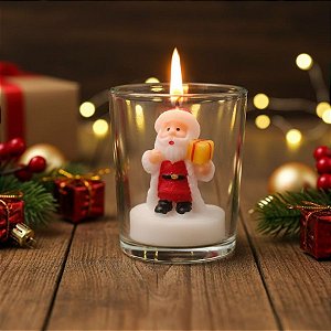 Vela Decorativa de Natal - Papai Noel Presente - 6x5cm - 1 unidade - Rizzo