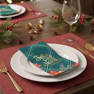 Guardanapo de Papel - Feliz Natal e Boas Festas - Verde Escuro - 33x40cm - 10 unidades - Rizzo