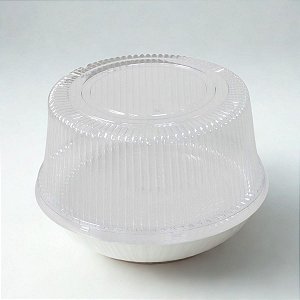 Embalagem Descartável com Tampa Baixa Ranhurada Para Bolos e Tortas - Transparente - Ref.B35RA - 500g - 100 und - BWB
