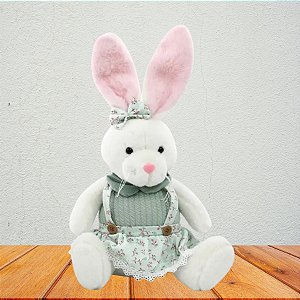 Coelho Decorativo de Páscoa - Suspensório e Saia Verde - 23x15x33cm - 1 unidade - Cromus - Rizzo