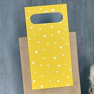 Alça Decorativa Amarela com Corações - 12,8x51cm - 5 unidades - Rizzo