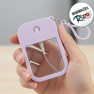 Frasco Spray Portátil Macaron Cartão com Capa de Silicone e Gancho - 50ml - Lilás - 1 unidade - Rizzo