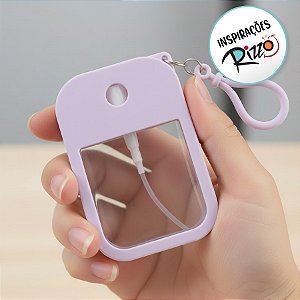 Frasco Spray Portátil Macaron Cartão com Capa de Silicone e Gancho - 38ml - Lilás - 1 unidade - Rizzo