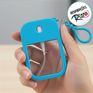 Frasco Spray Portátil Macaron Cartão com Capa de Silicone e Gancho - 38ml - Azul - 1 unidade - Rizzo