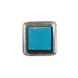 Almofada Para Carimbo em Plástico e Espuma - Carimbeira Ciano Escuro - 3,5x3,5cm - 1 unidade - Rizzo