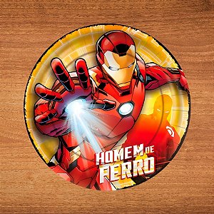 Prato de Papel Redondo - Homem de Ferro - 18x18cm - 8 unidades - Regina - Rizzo