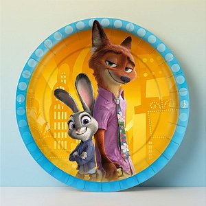 Prato de Papel Redondo - Zootopia - 18cm - 8 unidades - Disney Original - Rizzo