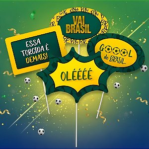 Plaquinhas Divertidas - Brasil Copa do Mundo - 20x35cm - 8 unidades - Cromus - Rizzo