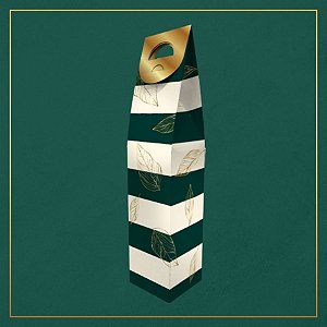 Caixa para Garrafa - Verde com Folhagem Dourada - 30x8x8cm - 5 unidades - Regina - Rizzo