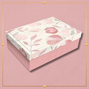 Caixa Retangular com Tampa - Elegance Rose - 27x10x21cm - 5 unidades - Regina - Rizzo