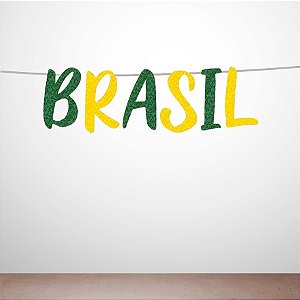 Faixa Decorativa - Brasil - Verde e Amarelo com Glitter - 1,5m - 1 unidade - Cromus - Rizzo