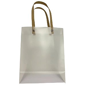 Sacola Transparente Fosca PVC com Alça de Fibra - 25x20x10cm - 1 unidade - Rizzo