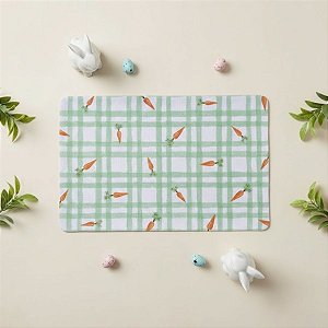 Jogo Americano Retangular de Páscoa - Xadrez Verde com Cenourinhas - 28x43cm - 1 unidade - Rizzo