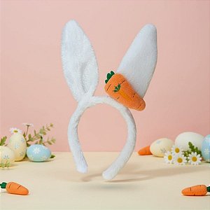 Tiara de Orelha de Coelho de Páscoa - Branco - 29x12cm - 1 unidade - Rizzo