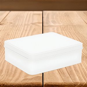 Lata de Metal Retangular - Branca - 12x9x4cm - 1 unidade - Rizzo