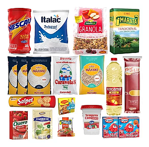 Cesta Básica de Alimentos com Granola e Leite em pó