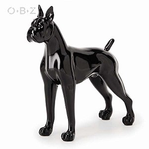 Escultura de Cachorro em Poliresina Preta