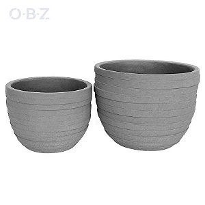 Kit Cachepot em Cimento Cinza