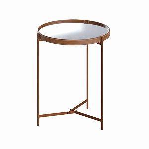 Mesa de Apoio Lateral Redonda Natural, Freijó, Off-White ou Espelhado