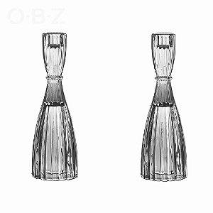 Jogo de 2 Castiçais La Voir em Cristal 19,5x7cm