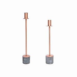 Kit Castiçal Rose Gold e Cimento 41 e 33cm – BTC