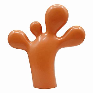 Escultura Árvore Abstrata Laranja 24cm em Poliresina