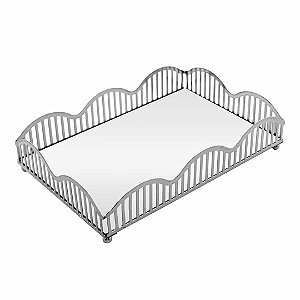 Bandeja de Metal com Espelho Prata 21cm