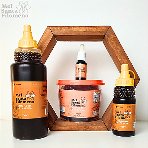 1 Pote de sachê de 500g cada + 1 Extrato de Própolis 20ml cada + 1 Bisnaga 280g + 1 Bisnaga 1kg