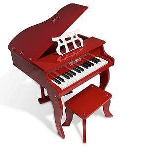 Mini Piano de Cauda Infantil - 30 Teclas - Turbinho - Cor Vermelho