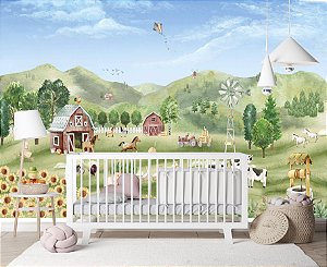 Papel De Parede Bichinhos Fazendinha Animais M²