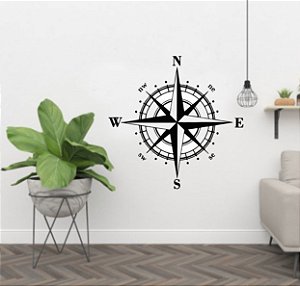 Adesivo de Parede Rosa dos Ventos Preto