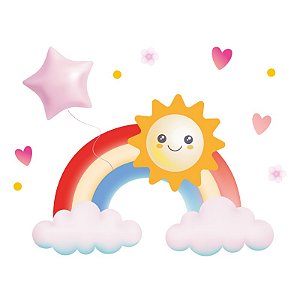 Adesivo Parede Arco Íris Sol 80x80cm Corações