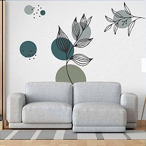 Adesivo Parede Decorativo Botânico Floral Boho Tons verde 01