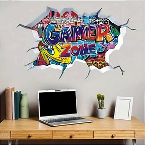 Adesivo de Parede Gamer Buraco 3D Colors