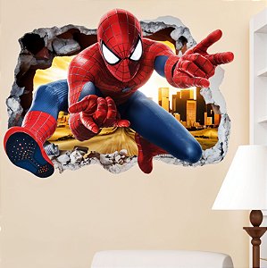 Adesivo De Parede Homem Aranha Buraco 3d Infantil