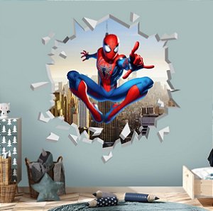 Adesivo Parede Homem Aranha Buraco 3D 80x70cm