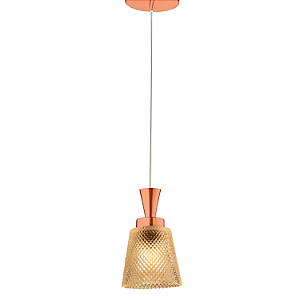 Pendente Adara Cônico Ø10x20cm Vidro e Metal Transparente e Cobre SL-5753/H1 Hevvy