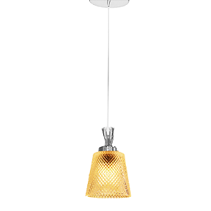 Pendente Adara Cônico Ø10x20cm Vidro e Metal Transparente e Cromado SL-5753/H1 Hevvy