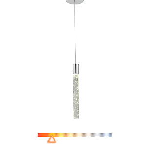 Pendente LED Austin Cilíndrico 4000K 5W 350lm Bivolt Ø04x36cm Vidro e Metal Transparente e Cromado - Hevvy SL-5837L/H1 4K