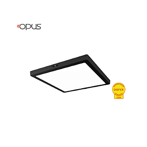 Painel LED de Sobrepor Quadrado 24W 3000K 1680lm - Preto - Opus OPS 82109