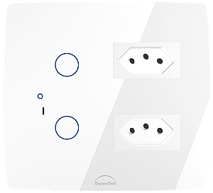 Interruptor Inteligente 2 PADs + 2 Tomadas 20A Wifi 4x4 Branco - Dometek