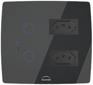 Interruptor Inteligente 2 PADs + 2 Tomadas 20A Wifi 4x4 Preto - Dometek