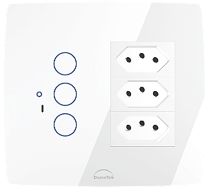Interruptor Inteligente 3 PADs + 3 Tomadas 20A Wifi 4x4 Branco - Dometek