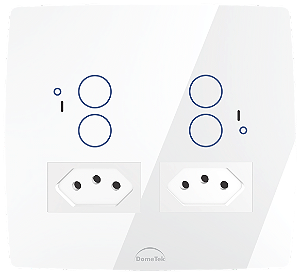 Interruptor Inteligente 4 PADs + 2 Tomadas 20A Wifi 4x4 Branco - Dometek