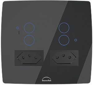 Interruptor Inteligente 4 PADs + 2 Tomadas 20A Wifi 4x4 Preto - Dometek