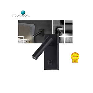 Arandela Direcionável c/ Interruptor Leya 2W 3000K 150lm Preto - Gaya