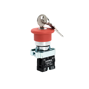 Botão de Emergência com Chave Vermelho 1NF - Lukma BS142